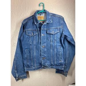 Vintage Incrowd Denim Mens Blue Stone Wash Buttons Pockets Cotton Jean Jacket L